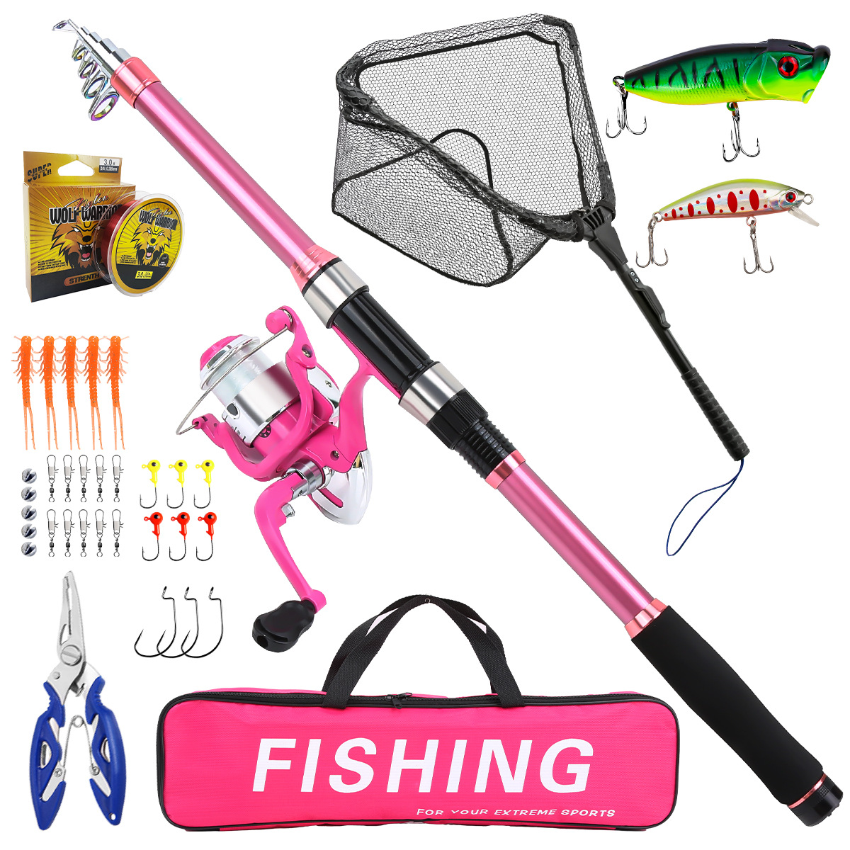 Fishing Line Spooler - Kompletny zestaw wędkarski z teleskopową wędką